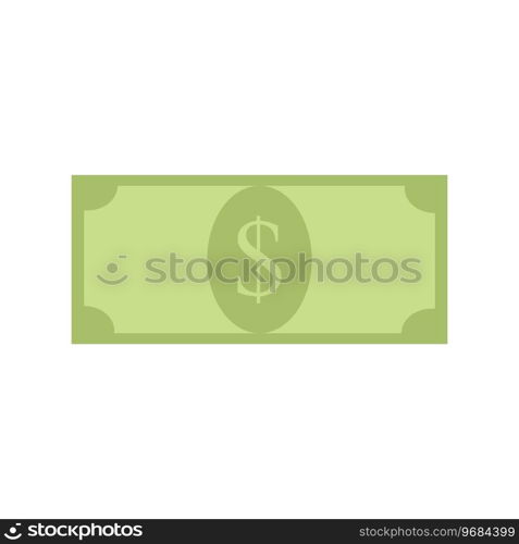 Dollar banknote cartoon isolated. Vector cash green dollar template, paper currency illustration. Dollar banknote cartoon isolated