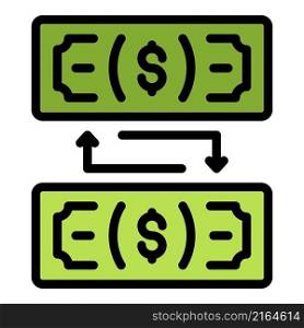 Dollar banknote exchange icon. Outline dollar banknote exchange vector icon color flat isolated. Dollar banknote exchange icon color outline vector