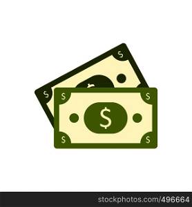 Dollar banknotes flat icon isolated on white background. Dollar banknotes flat icon