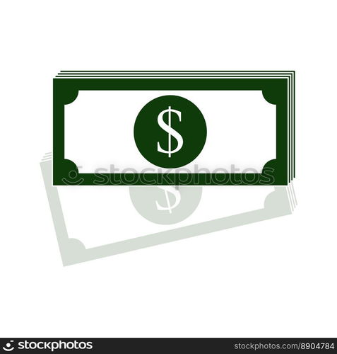 Dollar bills vector icon, flat money symbol isolated on white.