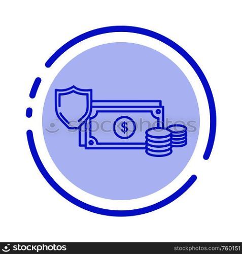 Dollar, Business, Coins, Finance, Gold, Money, Payment Blue Dotted Line Line Icon