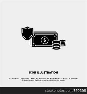 Dollar, Business, Coins, Finance, Gold, Money, Payment solid Glyph Icon vector