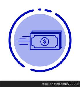 Dollar, Business, Flow, Money, Currency Blue Dotted Line Line Icon