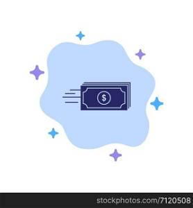 Dollar, Business, Flow, Money, Currency Blue Icon on Abstract Cloud Background