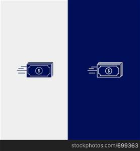 Dollar, Business, Flow, Money, Currency Line and Glyph Solid icon Blue banner Line and Glyph Solid icon Blue banner