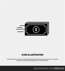 Dollar, Business, Flow, Money, Currency solid Glyph Icon vector