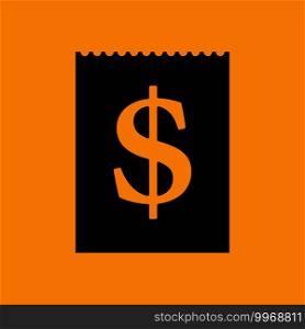 Dollar Calendar Icon. Black on Orange Background. Vector Illustration.