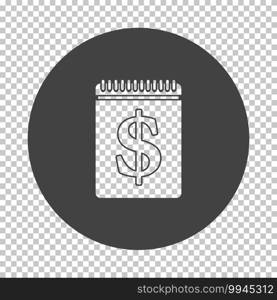 Dollar Calendar Icon. Subtract Stencil Design on Tranparency Grid. Vector Illustration.