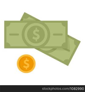 Dollar cash icon. Flat illustration of dollar cash vector icon for web design. Dollar cash icon, flat style