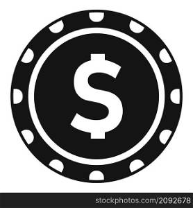 Dollar chip icon simple vector. Casino poker game. Slot dice chip. Dollar chip icon simple vector. Casino poker game