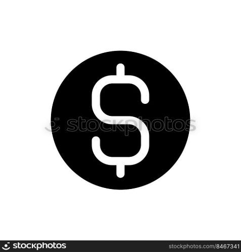 Dollar coin black glyph ui icon. Currency and money. Finance and banking. User interface design. Silhouette symbol on white space. Solid pictogram for web, mobile. Isolated vector illustration. Dollar coin black glyph ui icon
