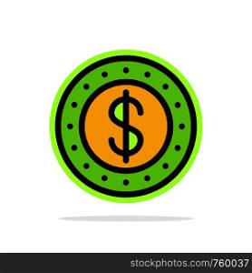 Dollar, Coin, Cash Abstract Circle Background Flat color Icon