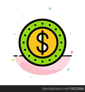 Dollar, Coin, Cash Abstract Flat Color Icon Template