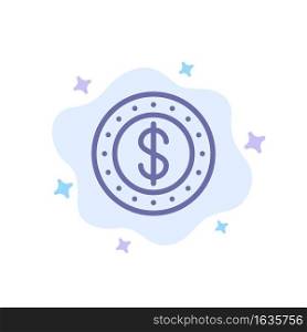 Dollar, Coin, Cash Blue Icon on Abstract Cloud Background