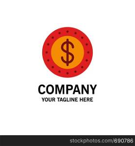 Dollar, Coin, Cash Business Logo Template. Flat Color