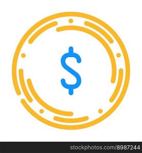 dollar coin color icon vector. dollar coin sign. isolated symbol illustration. dollar coin color icon vector illustration