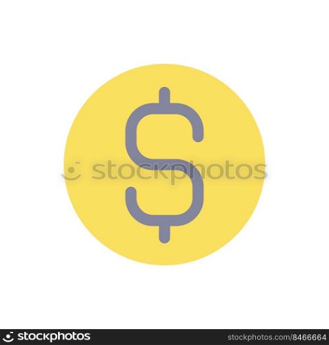Dollar coin flat color ui icon. Currency and money. Golden cent. Finance and banking. Simple filled element for mobile app. Colorful solid pictogram. Vector isolated RGB illustration. Dollar coin flat color ui icon