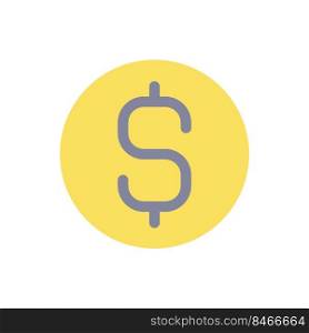 Dollar coin flat color ui icon. Currency and money. Golden cent. Finance and banking. Simple filled element for mobile app. Colorful solid pictogram. Vector isolated RGB illustration. Dollar coin flat color ui icon