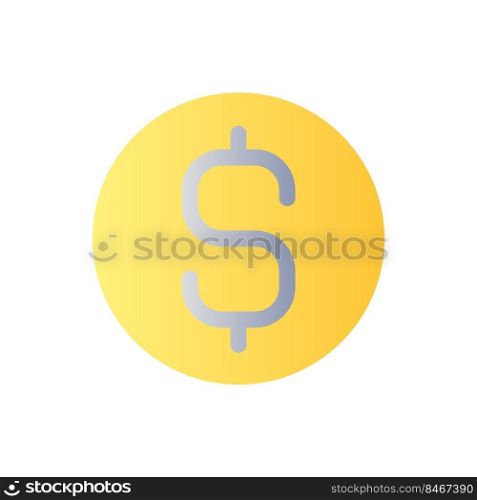 Dollar coin flat gradient color ui icon. Currency and money. Golden cent. Finance and banking. Simple filled pictogram. GUI, UX design for mobile application. Vector isolated RGB illustration. Dollar coin flat gradient color ui icon