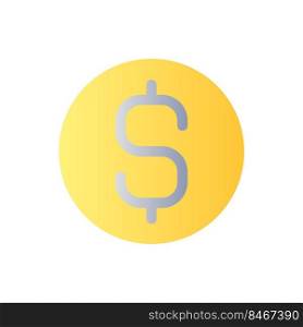 Dollar coin flat gradient color ui icon. Currency and money. Golden cent. Finance and banking. Simple filled pictogram. GUI, UX design for mobile application. Vector isolated RGB illustration. Dollar coin flat gradient color ui icon