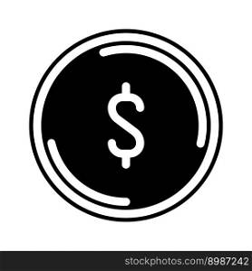 dollar coin glyph icon vector. dollar coin sign. isolated symbol illustration. dollar coin glyph icon vector illustration
