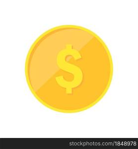 Dollar coin. Gold dollar isolated on white background. Vector illustration