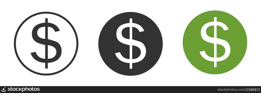 Dollar coin icon. American cash illustration symbol. Sign money vector.