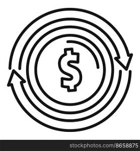 Dollar coin icon outline vector. Send money. Cash payment. Dollar coin icon outline vector. Send money