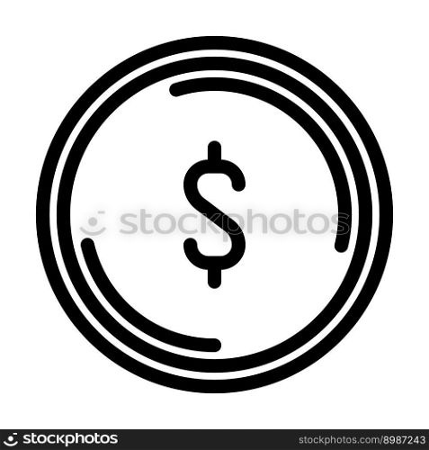 dollar coin line icon vector. dollar coin sign. isolated contour symbol black illustration. dollar coin line icon vector illustration