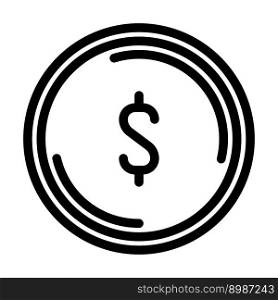 dollar coin line icon vector. dollar coin sign. isolated contour symbol black illustration. dollar coin line icon vector illustration
