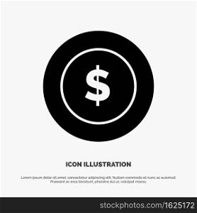 Dollar Coin, Logistic, Global solid Glyph Icon vector
