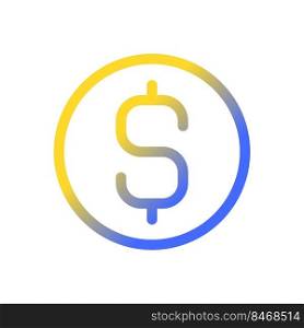 Dollar coin pixel perfect gradient linear ui icon. Currency and money. Golden cent. Finance and banking. Line color user interface symbol. Modern style pictogram. Vector isolated outline illustration. Dollar coin pixel perfect gradient linear ui icon