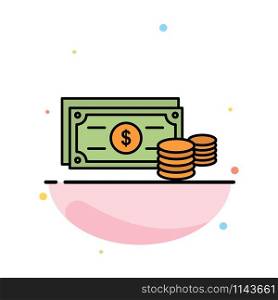 Dollar, Coins, Finance, Money, Business Abstract Flat Color Icon Template
