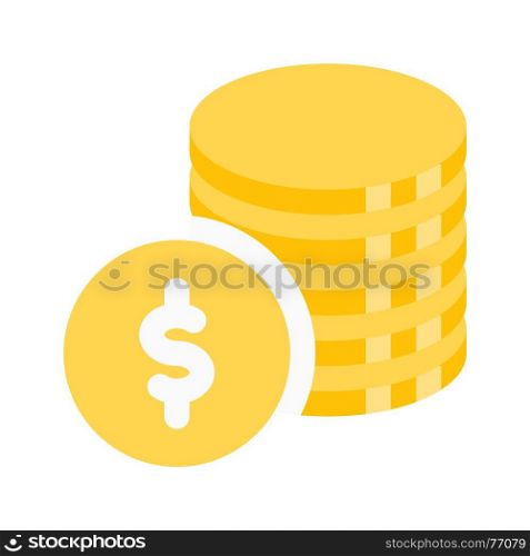 dollar coins stack, icon on isolated background