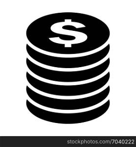 Dollar coins stacked, icon on isolated background