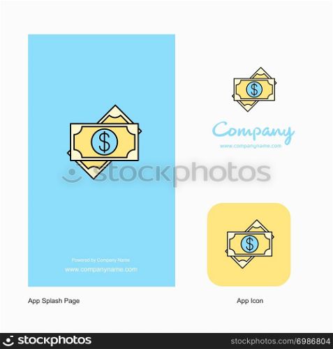 Dollar Company Logo App Icon and Splash Page Design. Creative Business App Design Elements