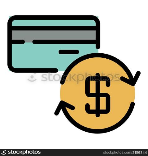 Dollar credit card with arrows icon. Outline dollar credit card with arrows vector icon color flat isolated. Dollar credit card with arrows icon color outline vector