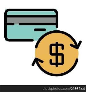 Dollar credit card with arrows icon. Outline dollar credit card with arrows vector icon color flat isolated. Dollar credit card with arrows icon color outline vector