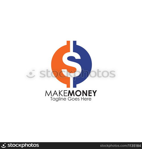 Dollar currency icon logo design vector template