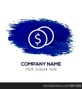 Dollar currency sign icon - Blue watercolor background