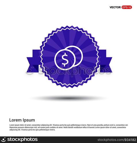 Dollar currency sign icon - Purple Ribbon banner