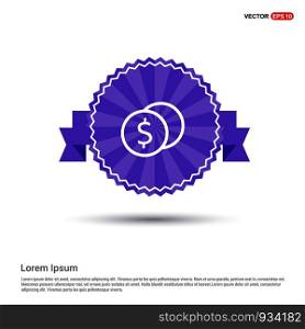 Dollar currency sign icon - Purple Ribbon banner