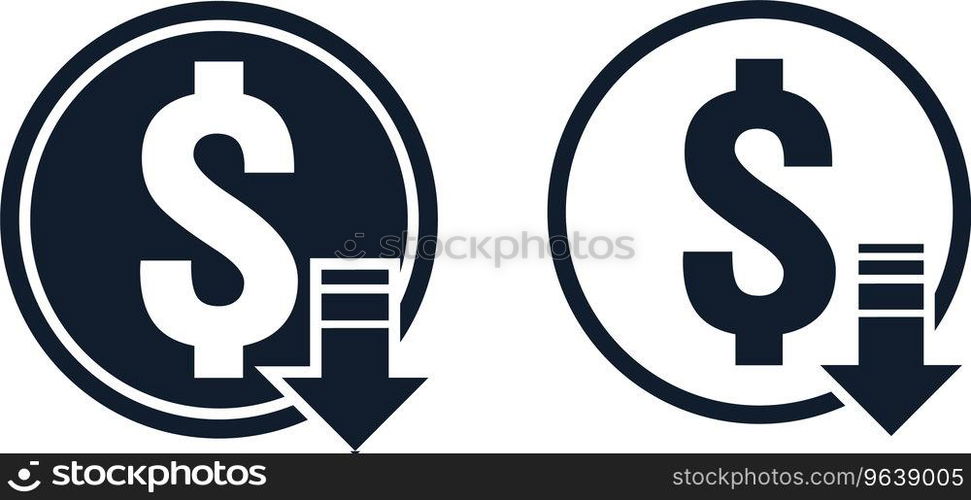 Dollar decrease icon money symbol with arrow Vector Image