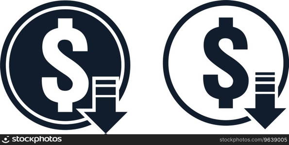 Dollar decrease icon money symbol with arrow Vector Image
