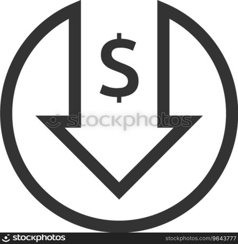Dollar decrease icon money symbol with arrow Vector Image