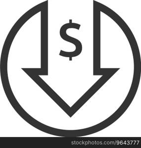 Dollar decrease icon money symbol with arrow Vector Image