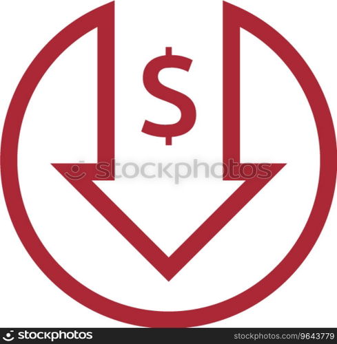 Dollar decrease icon money symbol with arrow Vector Image