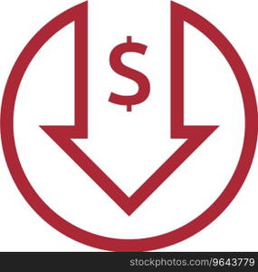 Dollar decrease icon money symbol with arrow Vector Image