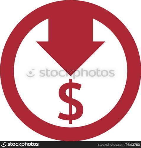 Dollar decrease icon money symbol with arrow Vector Image
