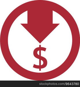 Dollar decrease icon money symbol with arrow Vector Image